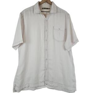 Raffi Linea Uomo linen pale pink button up shirt, size XL/54